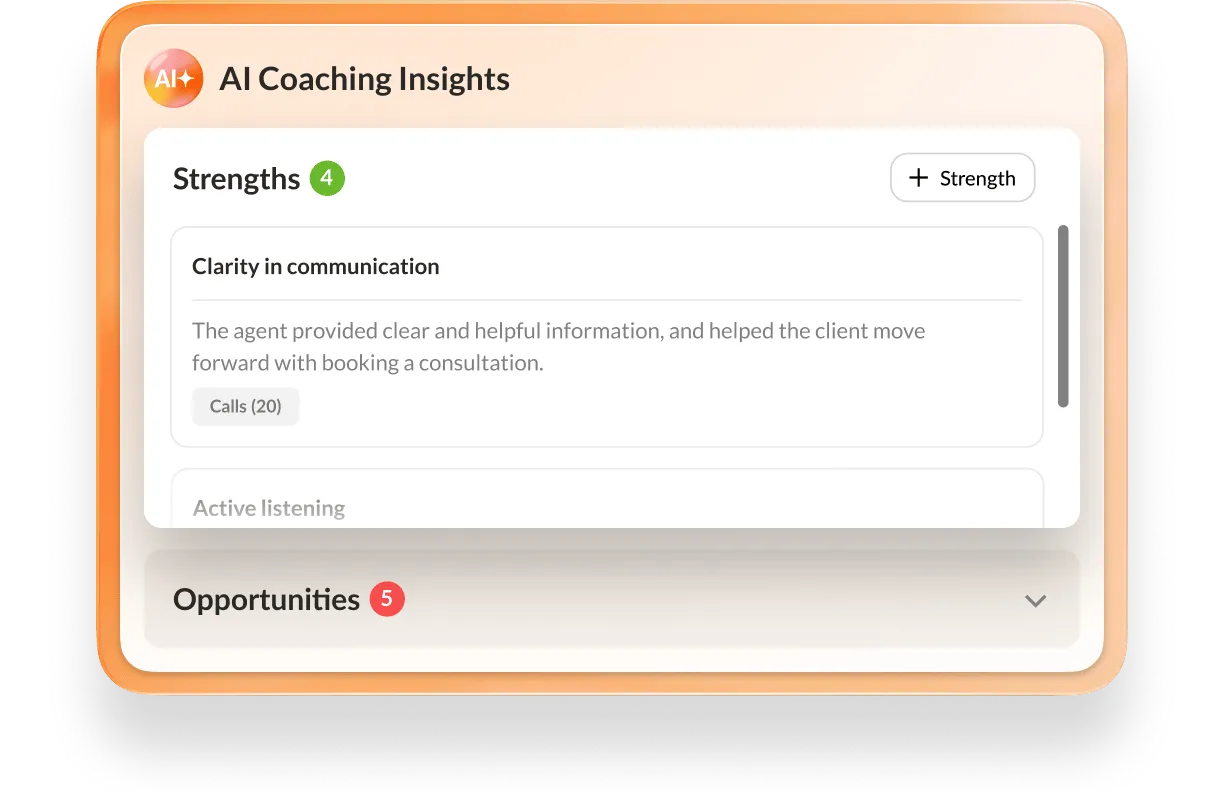 User interface showing RingCentral's AI-generated coaching insights