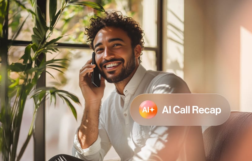 A man using the RingSense AI call recap feature on his phone