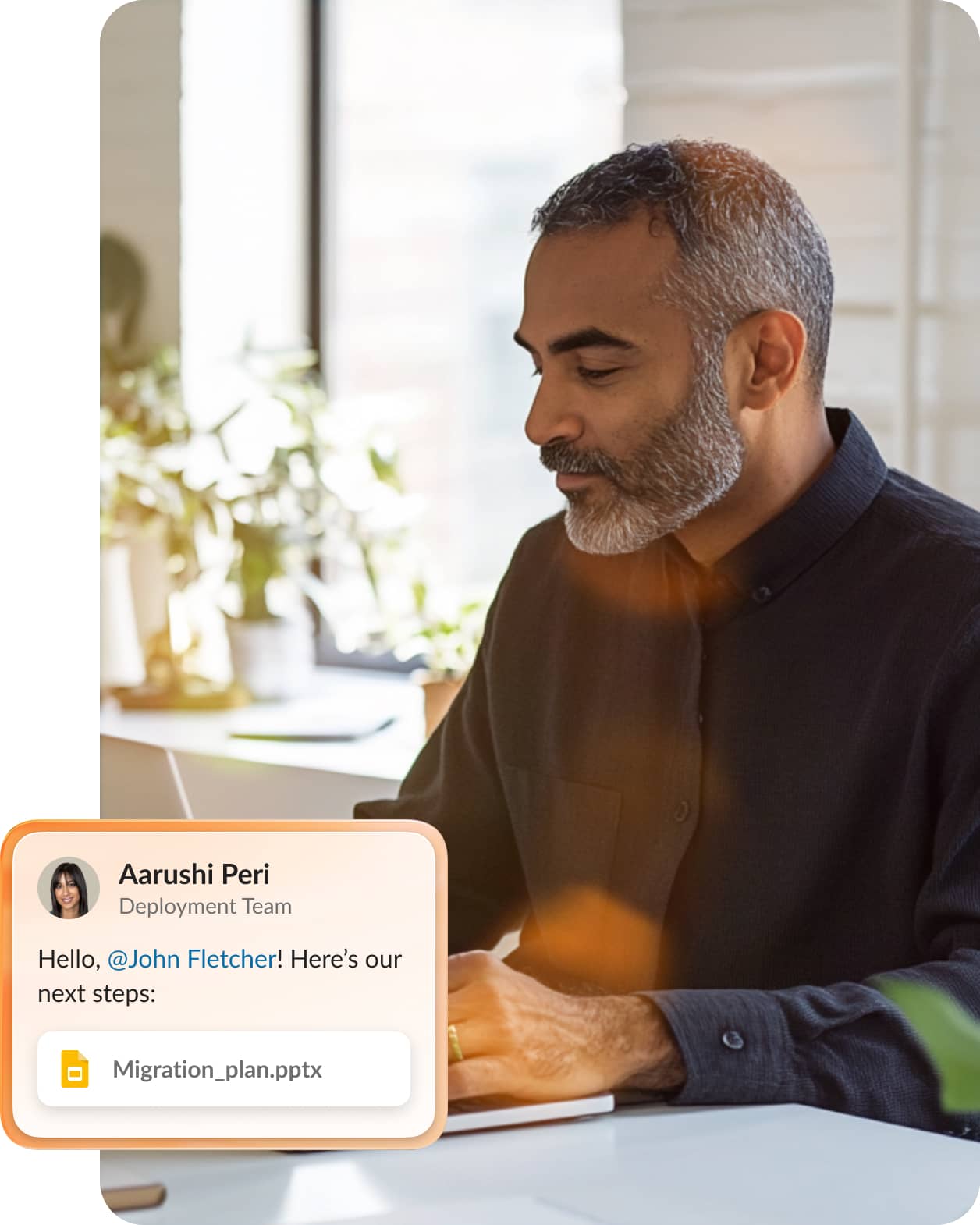 Employee receives a migration update from RingCentral deployment team