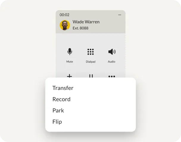 The call management options of the RingCentral app