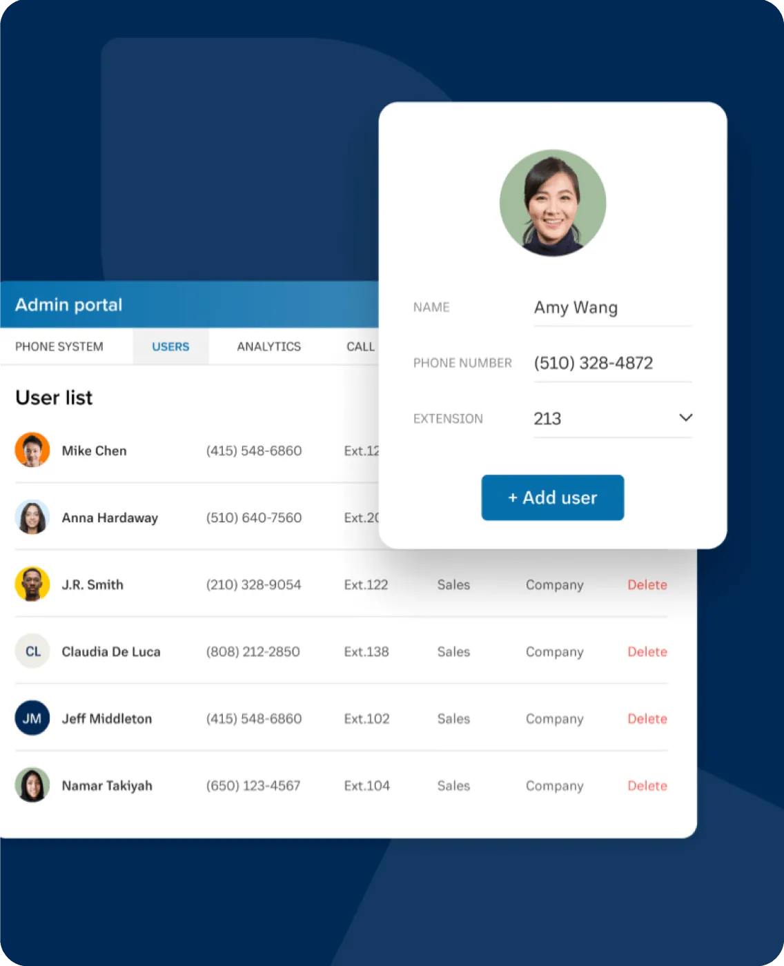 User List Dashboard in the RingCentral Admin portal