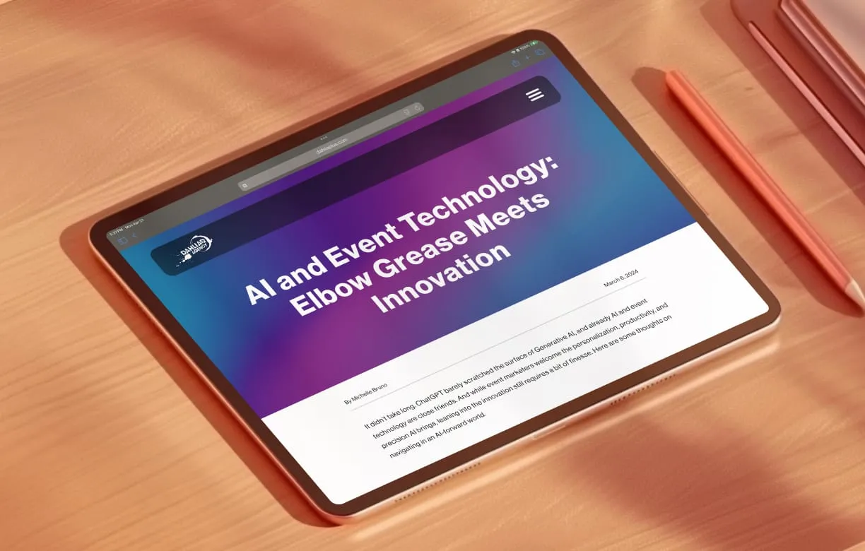 News report entitled "AI and Event Technology: Elbow Grease Meets Innovation"