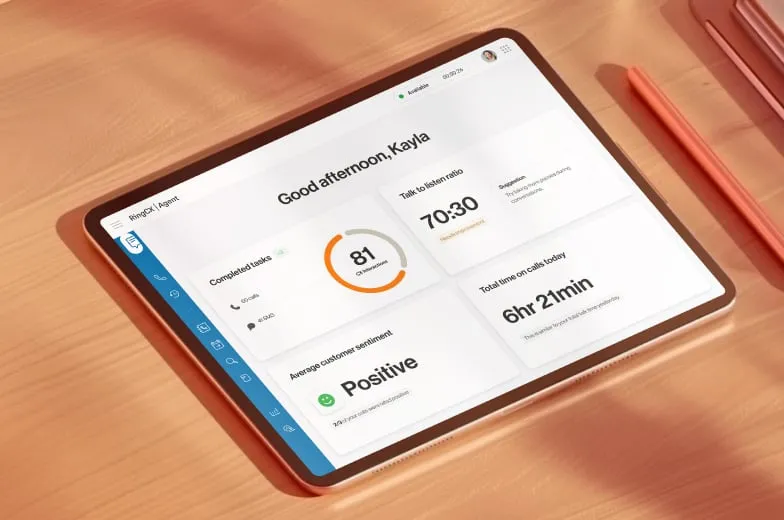 RingCentrals RingCX agent user interface  on mobile app