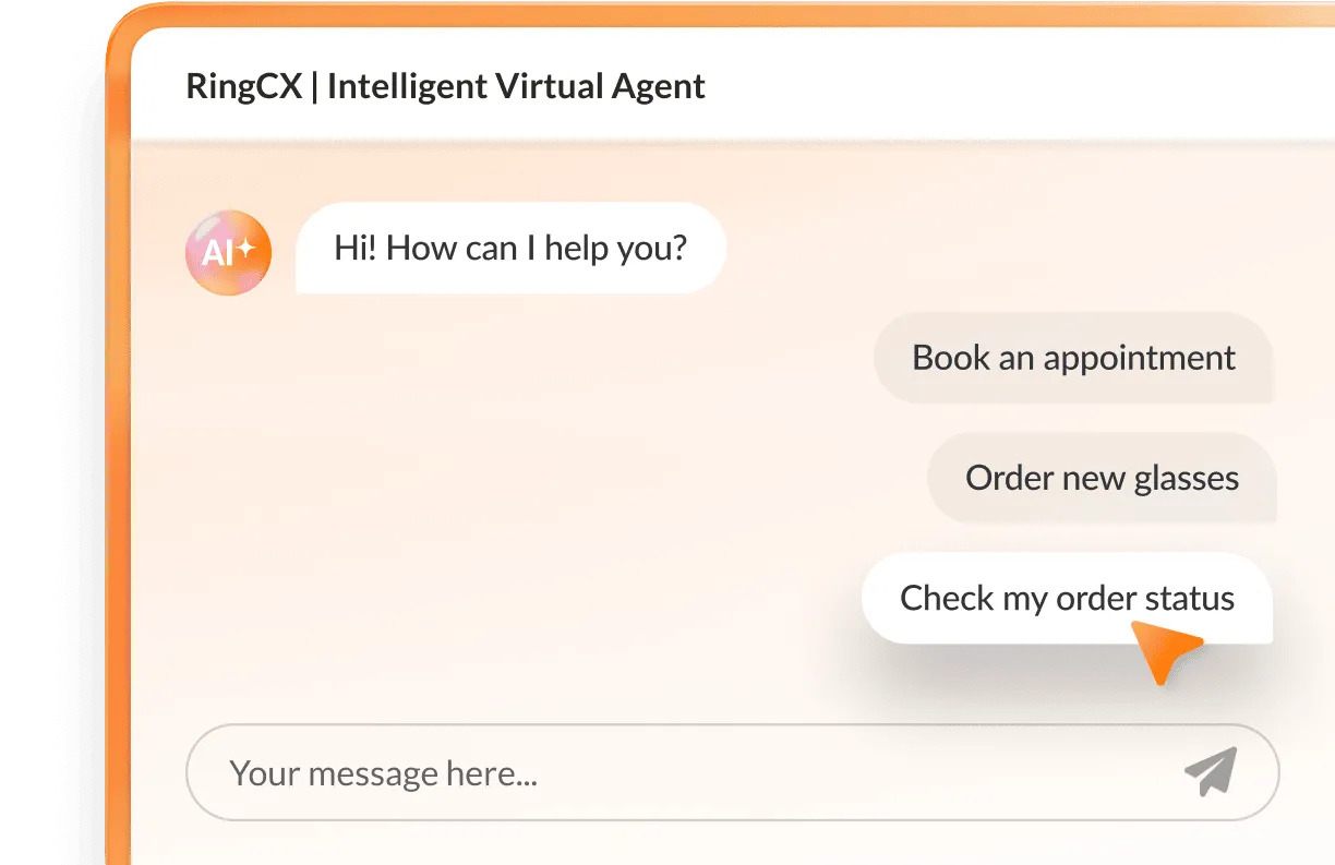 A customer checking the status of her order through RingCX IVA