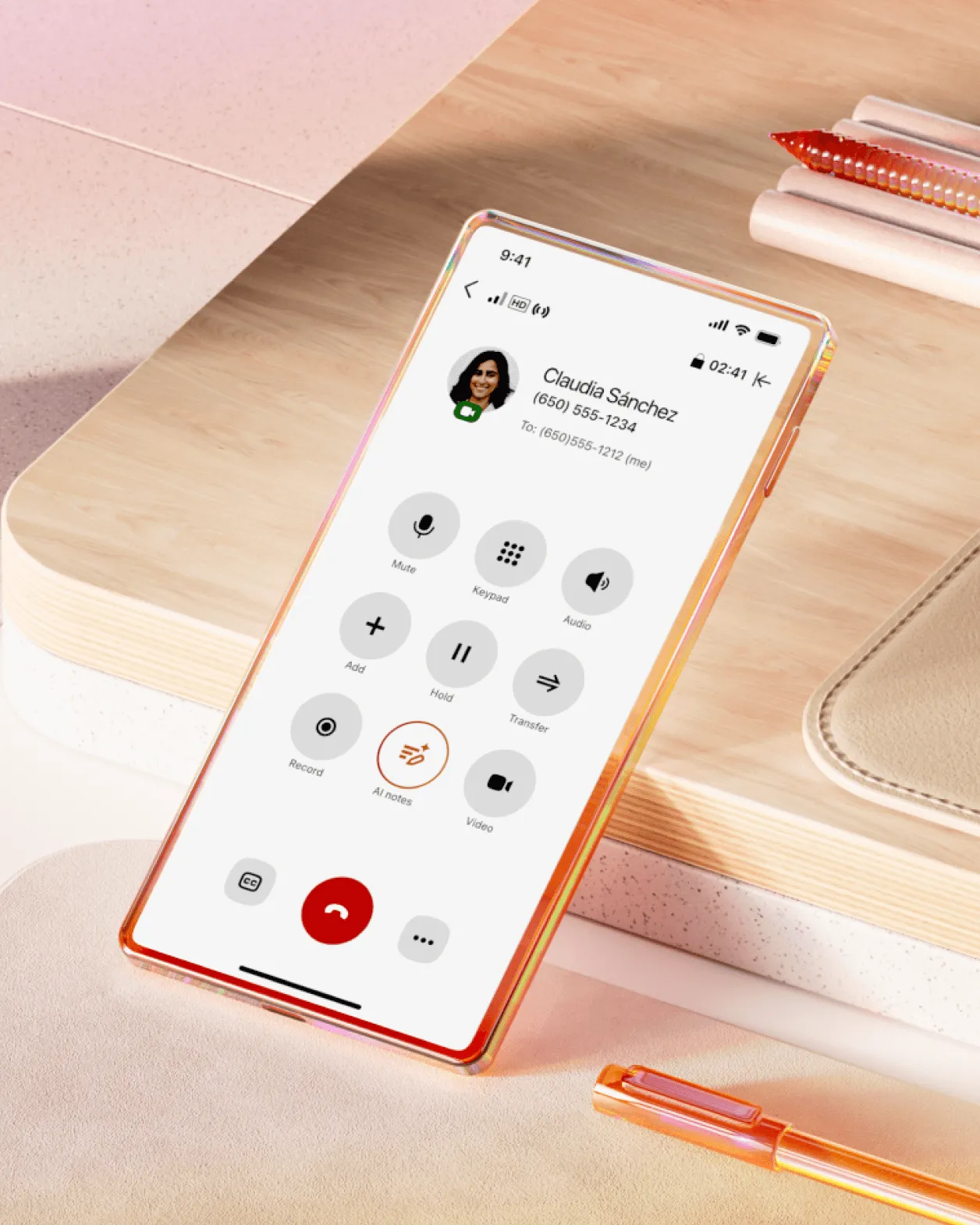 Ongoing phone call using RingCentral's AI phone system features on mobile app