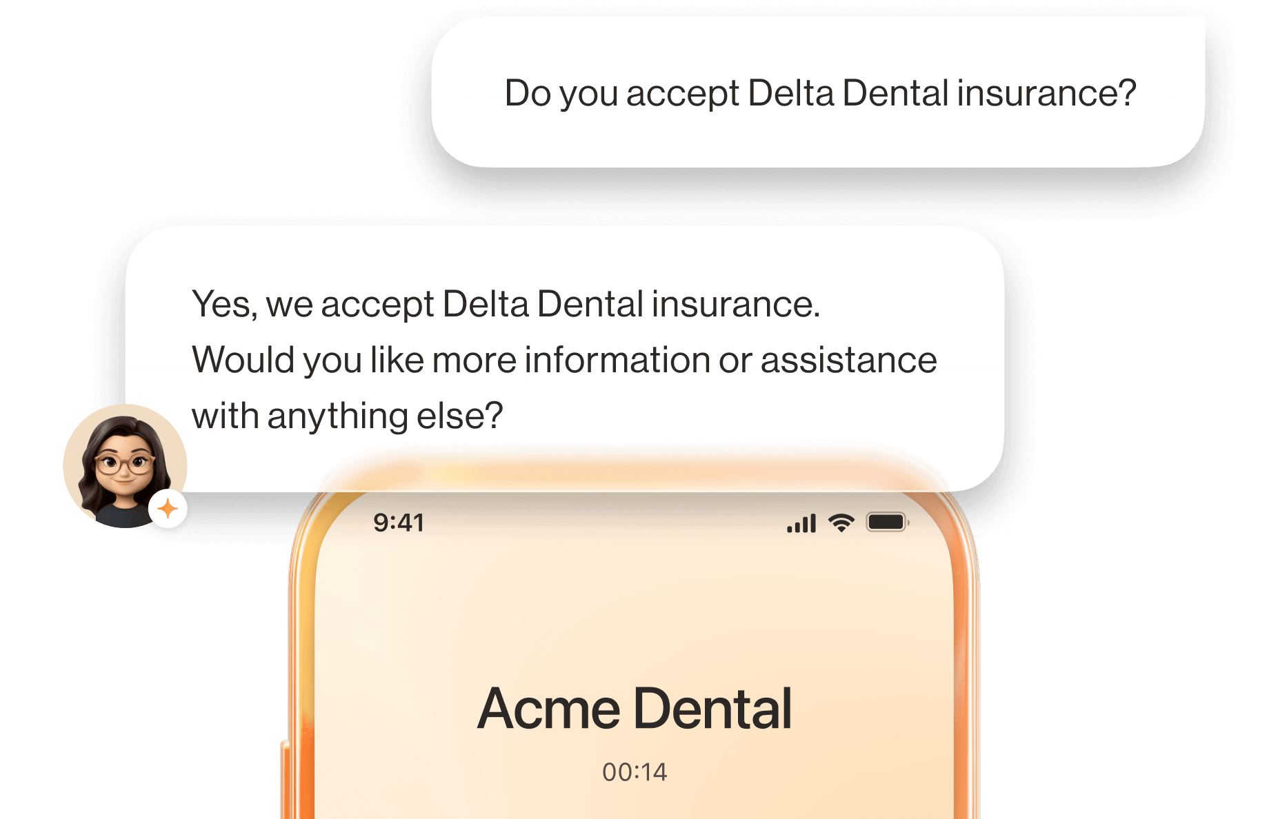 AI Receptionist answering a caller's questions during a call on a mobile phone using the RingCentral App.