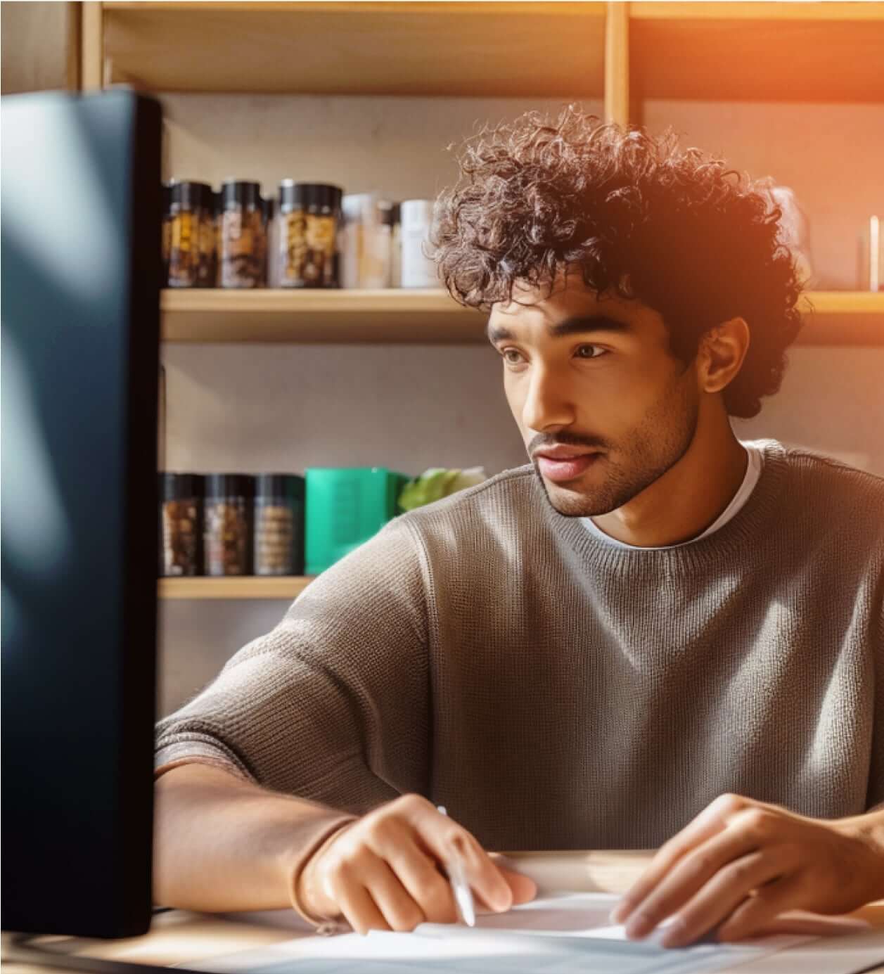 A male employee using AI Receptionist on desktop