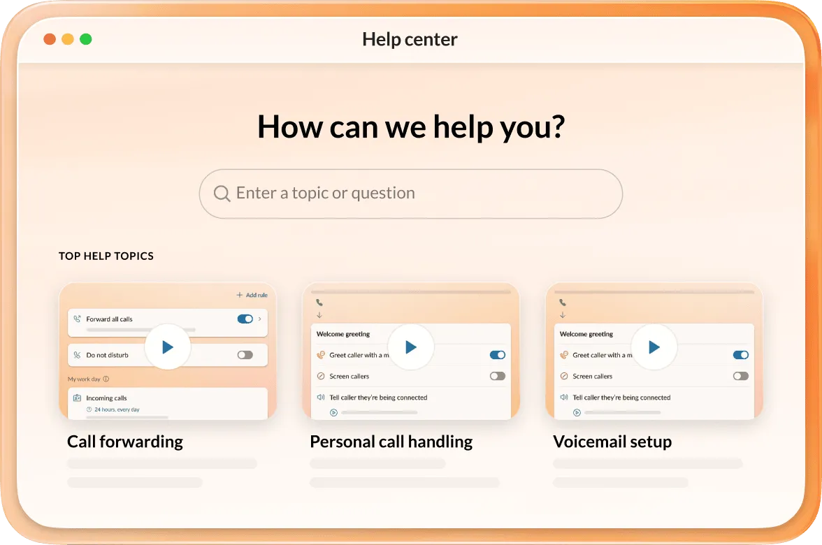 The Help Center Page for RingCentral App