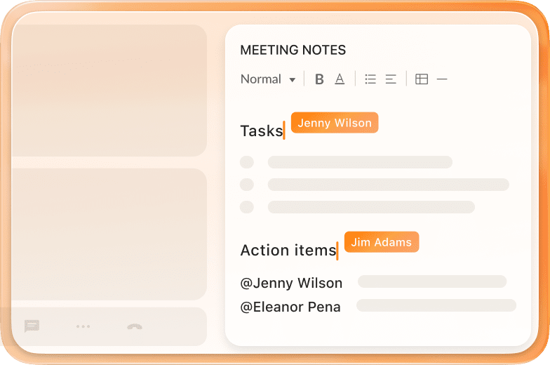 Meeting participants using collaborative notes feature on RingCentral Video