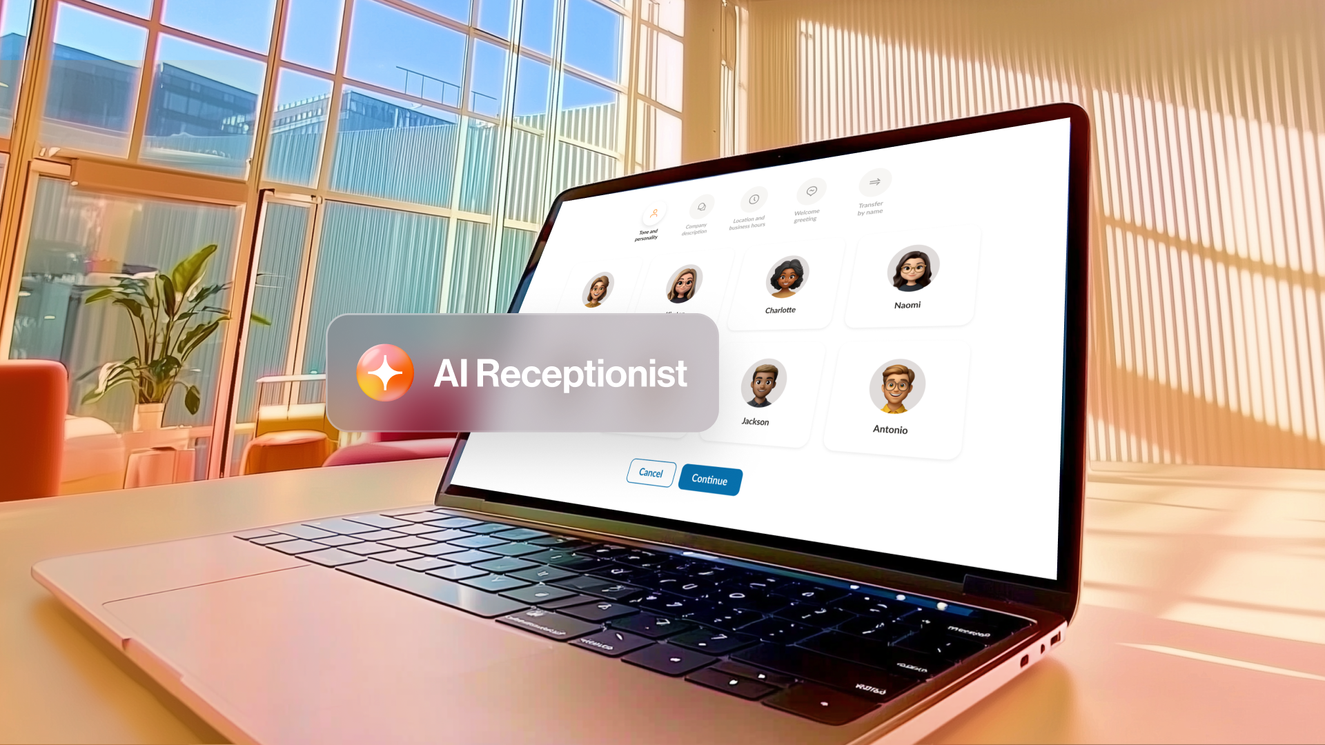 Computer next to window RingCentral AI Receptionist